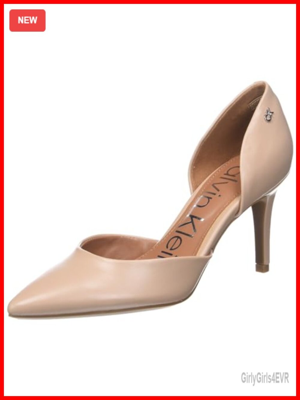 Calvin Klein Block Heel Pointed Toe Slip On Dress Pumps